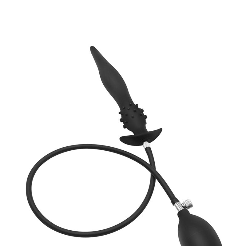 Noir Fin Picots Silicone Plug Anal Gonflable