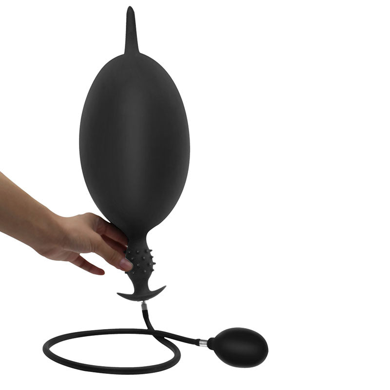 Noir Fin Picots Silicone Plug Anal Gonflable