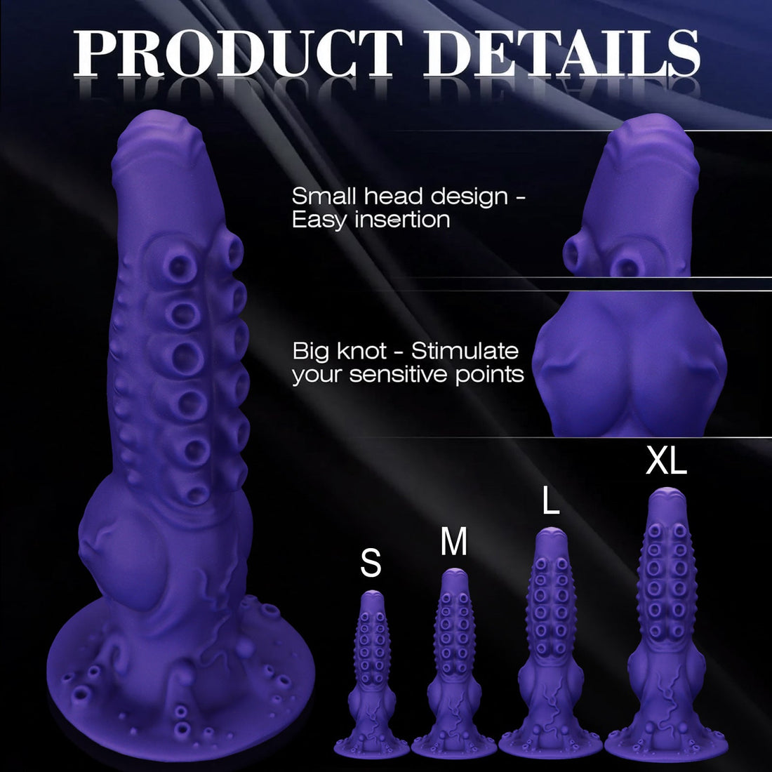 Gode Pieuvre Tentacule Violet Ventouse avec Nœud