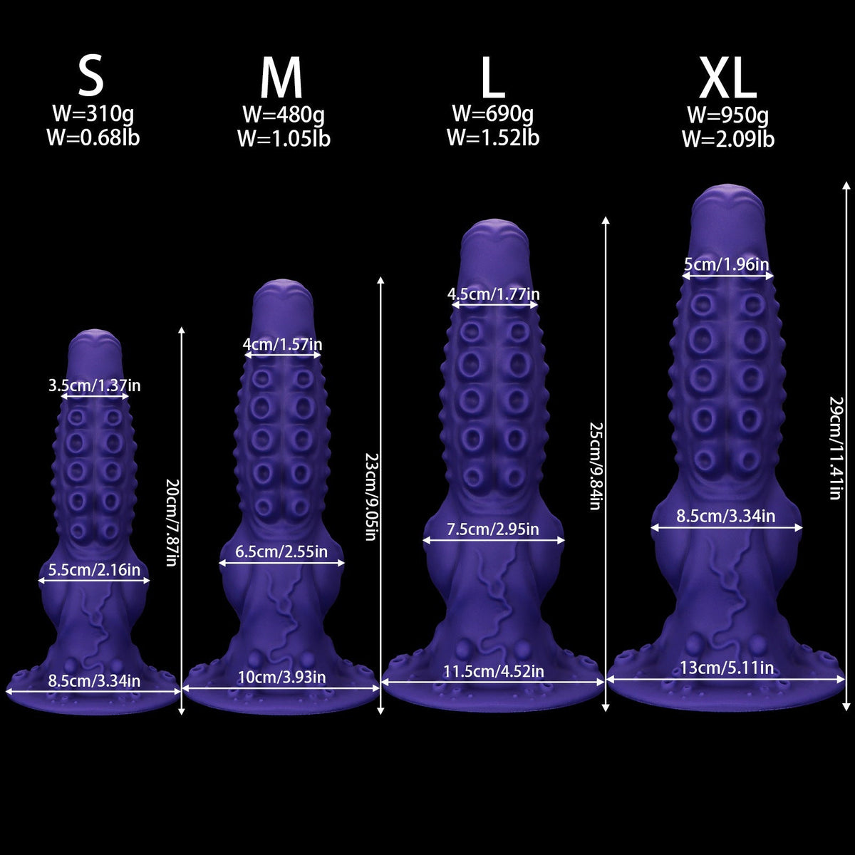 Gode Pieuvre Tentacule Violet Ventouse avec Nœud