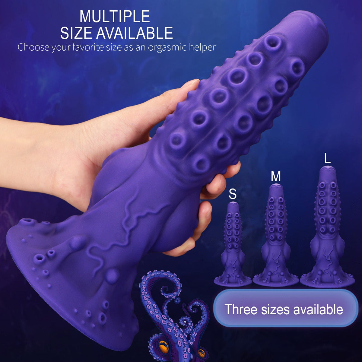Gode Pieuvre Tentacule Violet Ventouse avec Nœud