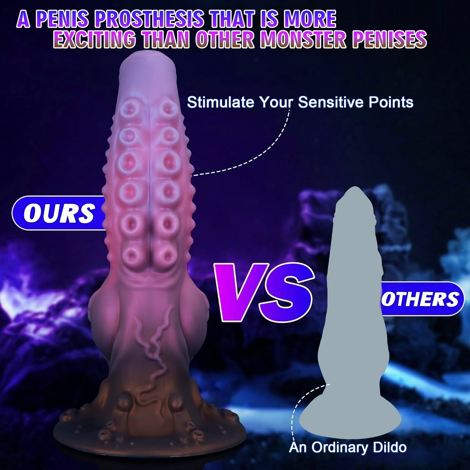 Souple Silicone Gode Tentacule Monstre avec Ventouse