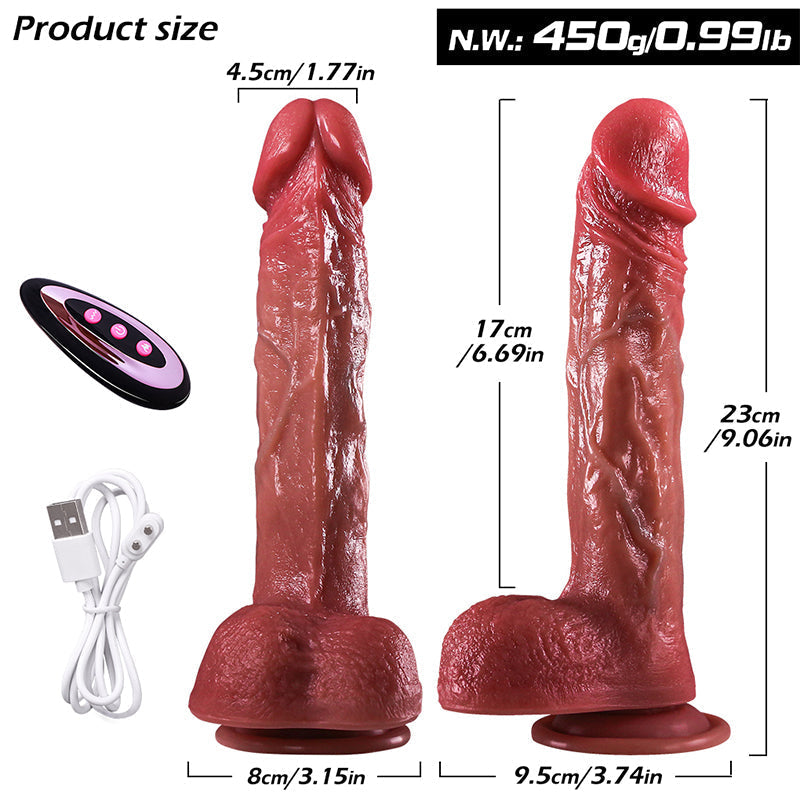 Gode Realiste Vibrant avec Testicules et Va-et-Vient – 23 cm