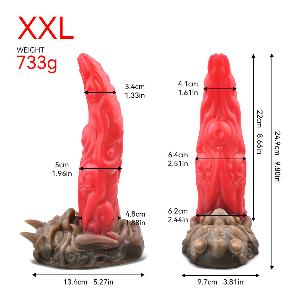 24,9 Cm Gode Langue Monstre Rouge À Dents De Démon