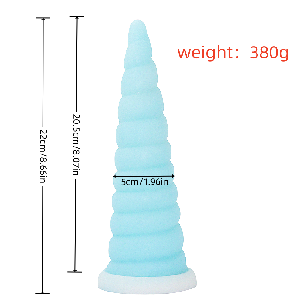 Gode Licorne Conique Bleu et Nervuré 22 cm