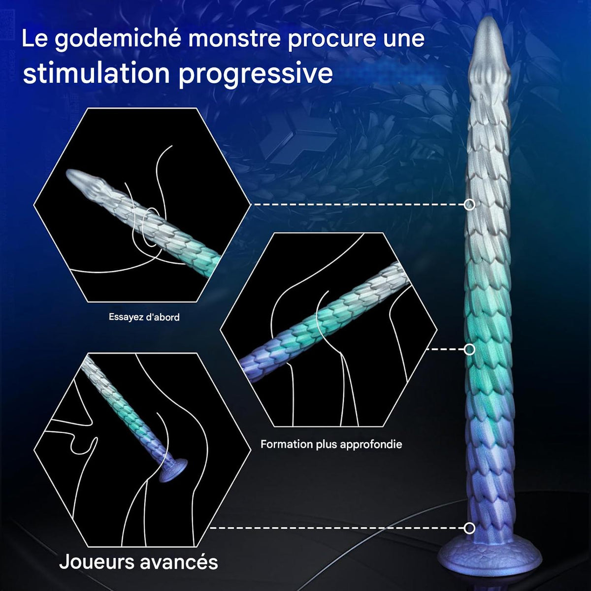 50,8 cm Long Dragon Écailles Fantaisie Gode Tentacule XXL