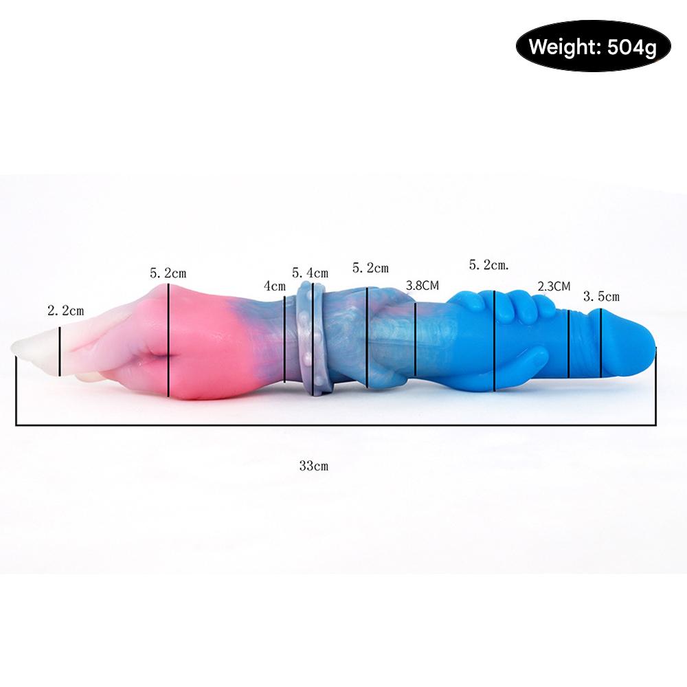 Double Gode Fist Main Fantasy Souple Gros 33 cm