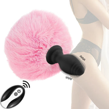 Plug Queue de Lapin Vibrant avec Télécommande