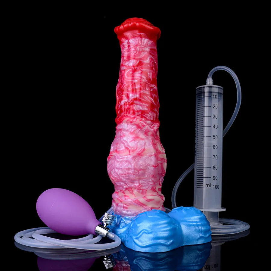 Gode Cheval Fantasy Gonflable Éjaculateur avec Nœud 24,2 cm