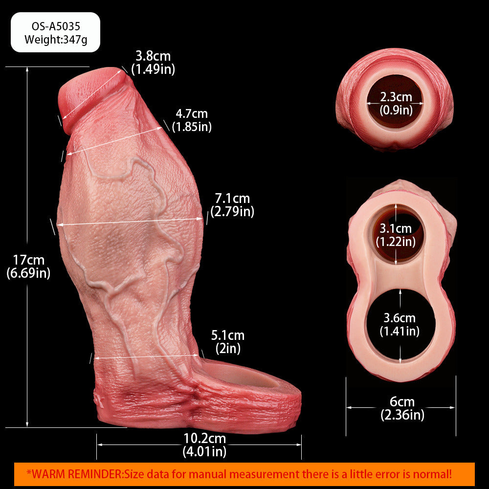 Gaine à Pénis XXL Réaliste Effet Gros en Silicone