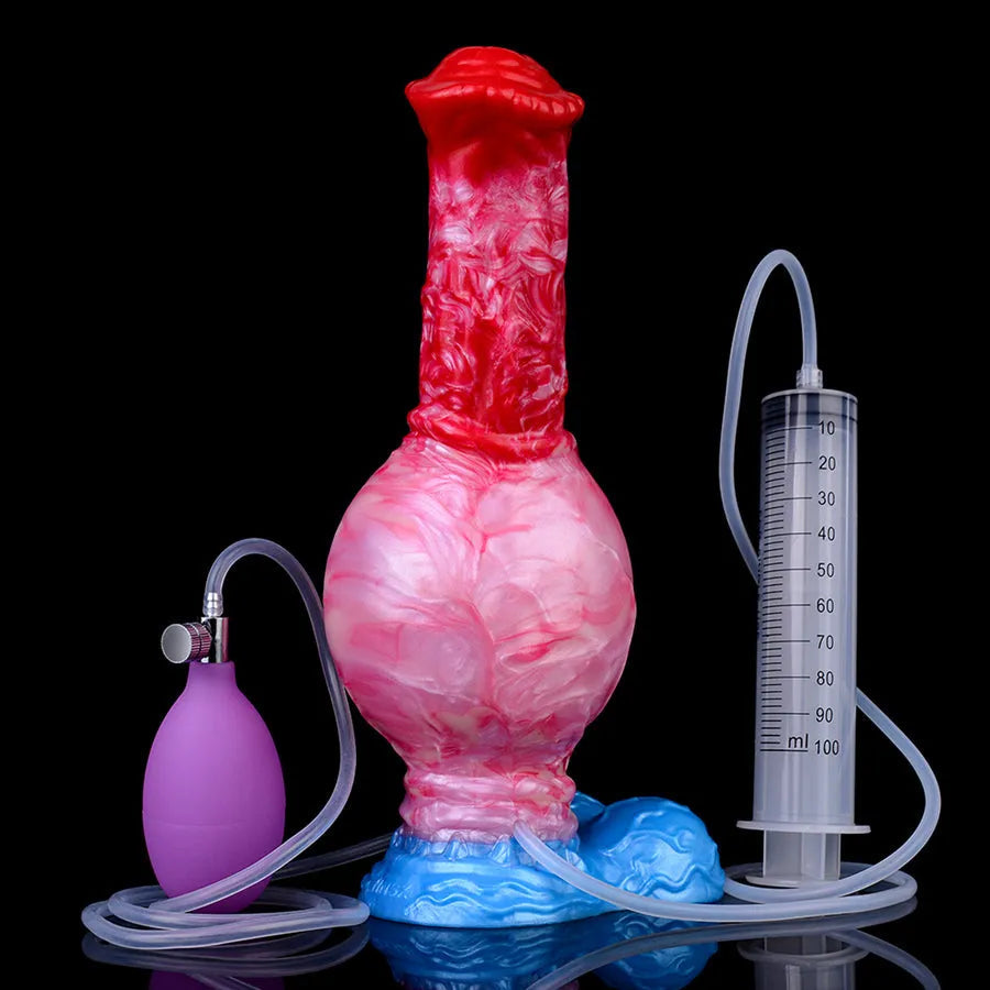 Gode Cheval Fantasy Gonflable Éjaculateur avec Nœud 24,2 cm