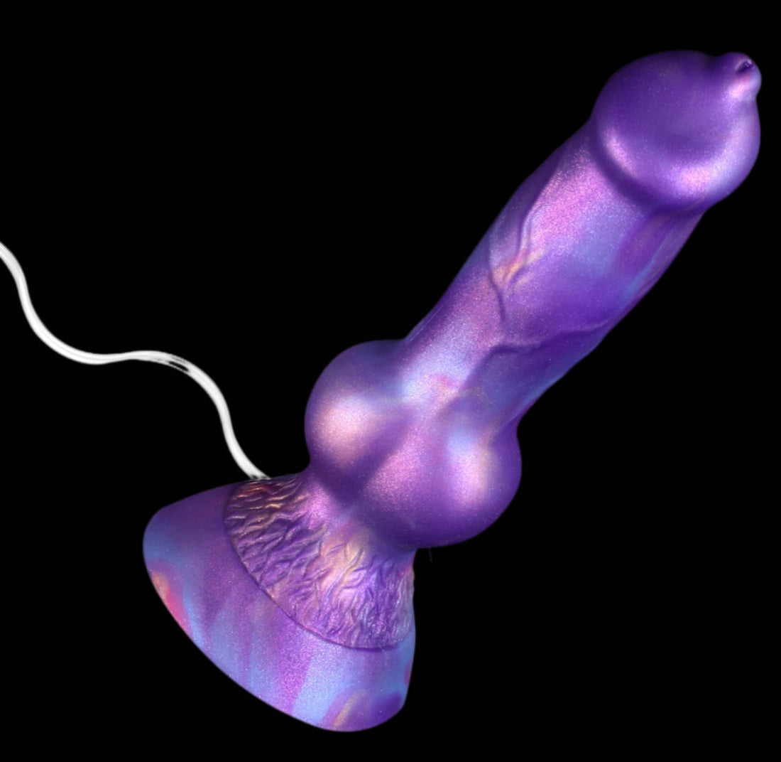 Gode Chien Fantasy Violet à Nœud avec Éjaculation