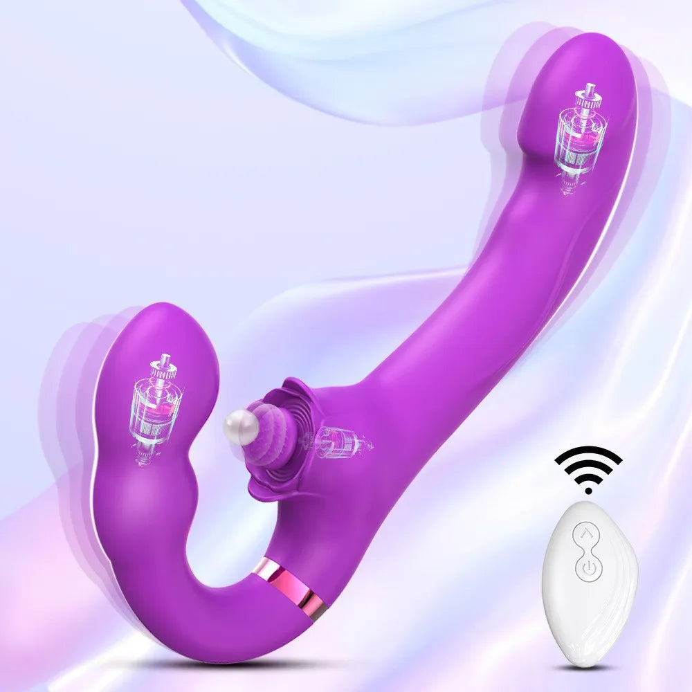 Gode Ceinture Sans Harnais Vibrant Double Stimulation Couple