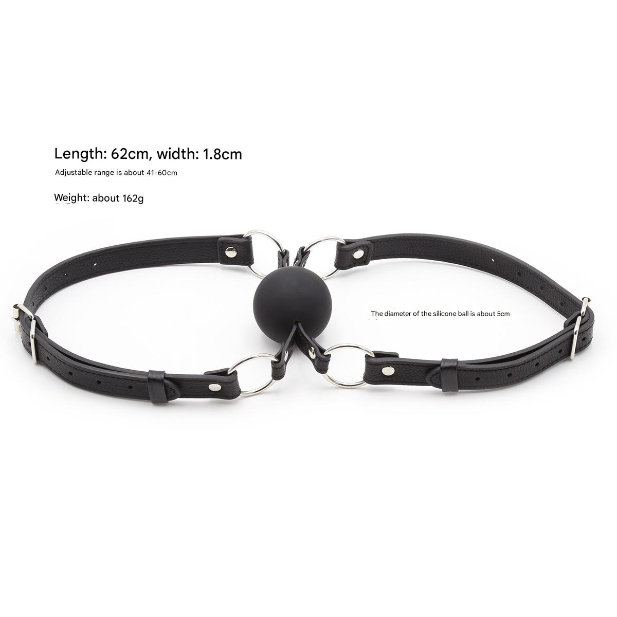 Bâillon-Boule Double BDSM Noir Effet Cuir 5 cm
