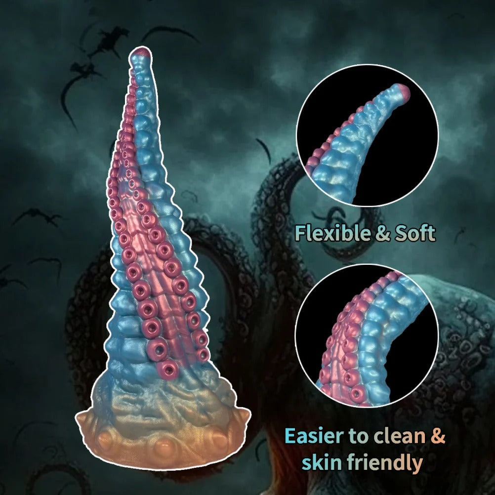 25,5 cm Bleu Rose Monstrueux Gode Tentacule Fantasy