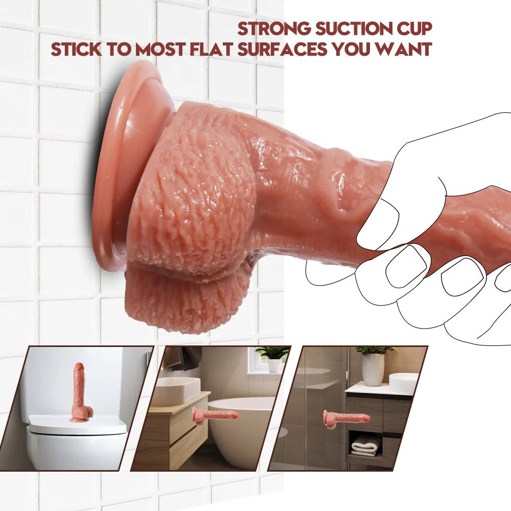 Gode Ventouse Réaliste en Silicone 21 cm