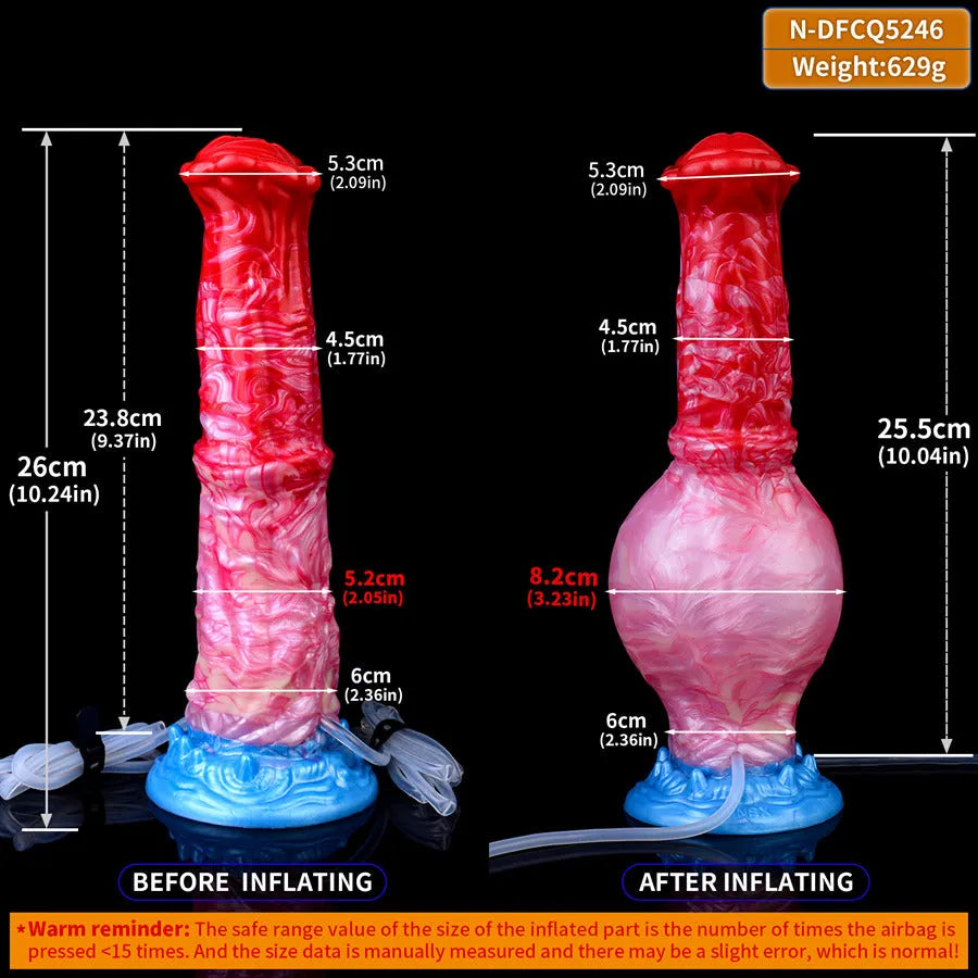 26 Cm Gode Cheval Éjaculateur Gonflable