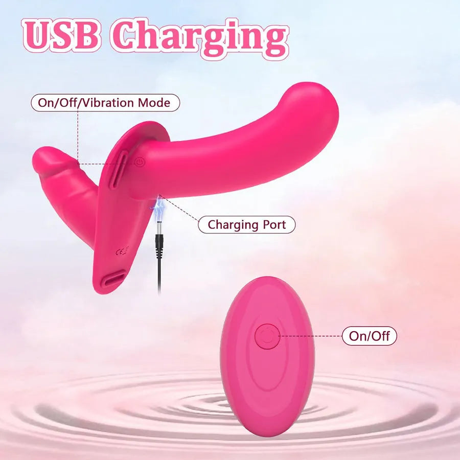 Lesbienne Gode Ceinture Vibrant Télécommandé Double