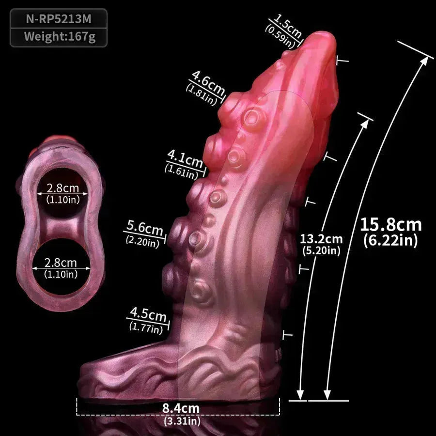 Rose Silicone Tentacule Creuse Gaine à Pénis