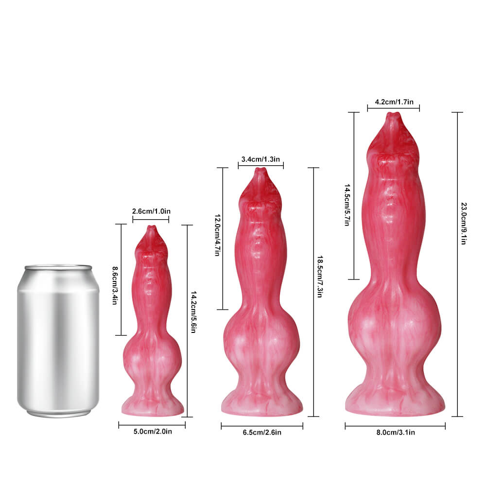 36 Cm Gode Chien Fantasy En Silicone À Nœuds Texturés Rouges