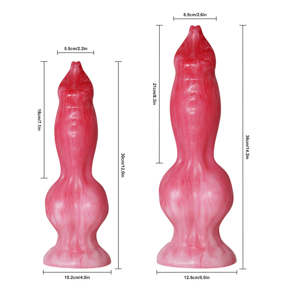 36 Cm Gode Chien Fantasy En Silicone À Nœuds Texturés Rouges