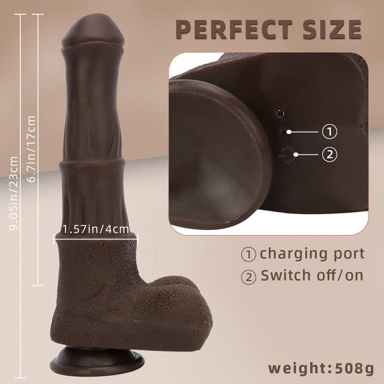 Gode Cheval Marron Chauffant à Va-et-Vient 23 cm