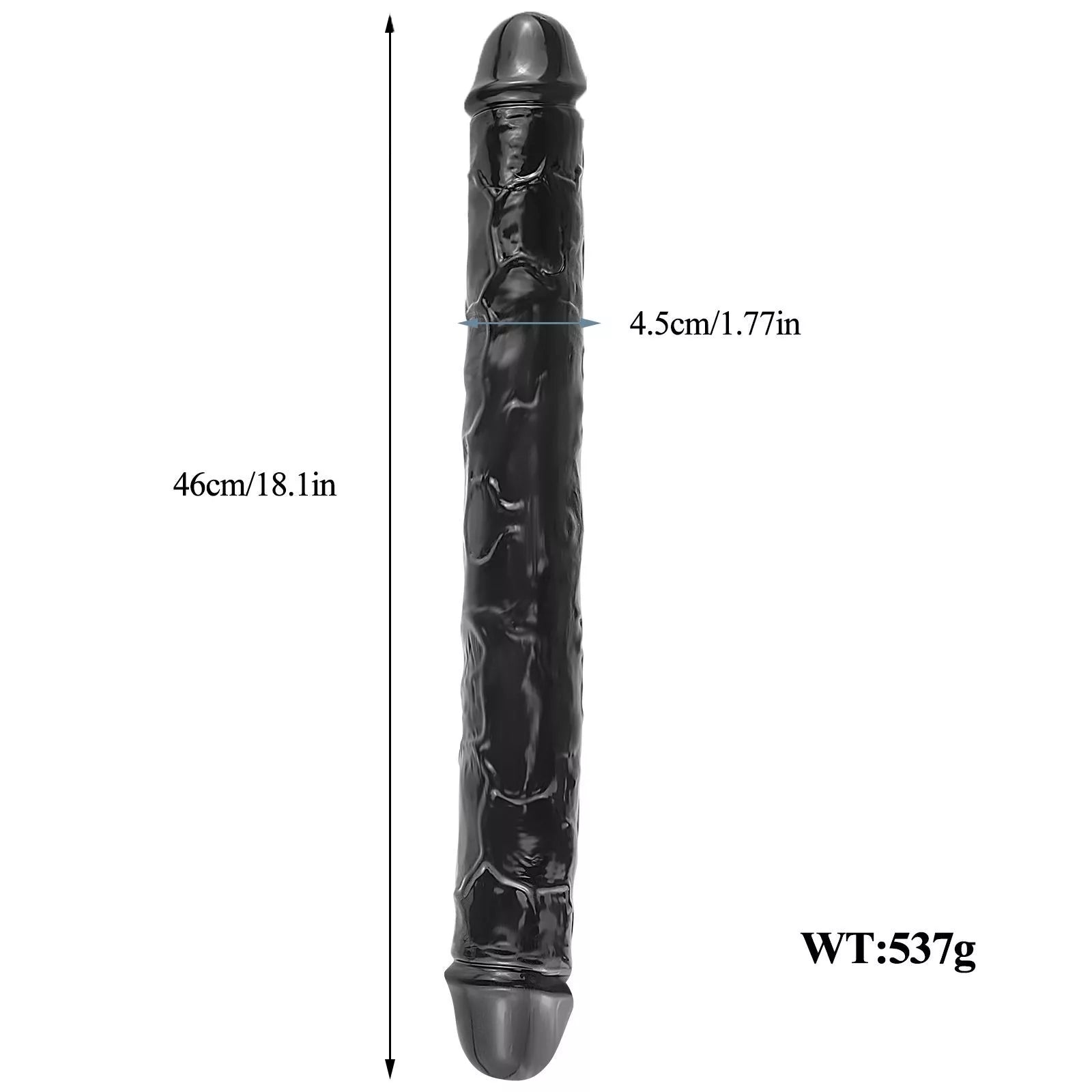Gode Double Lesbienne Noir Texturé 46 cm