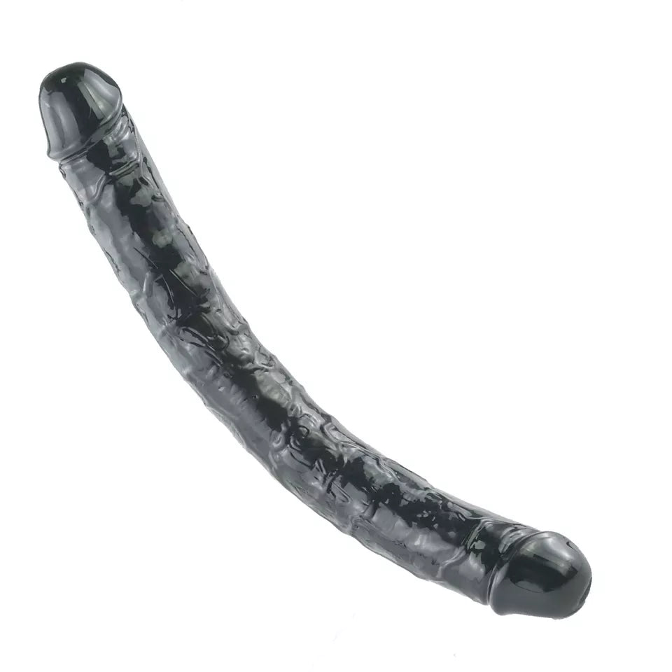 Gode Double Lesbienne Noir Texturé 46 cm