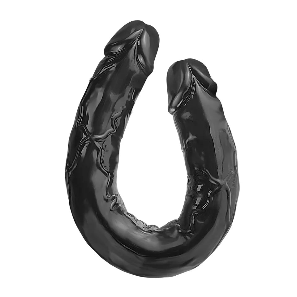 Gode Double Lesbienne Noir Texturé 46 cm
