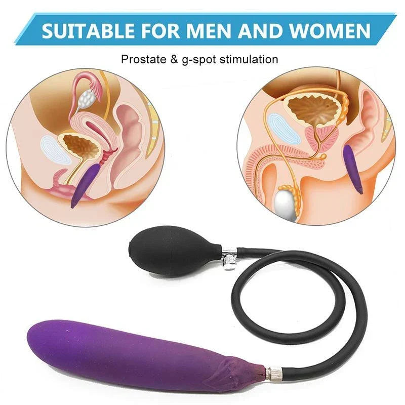 Plug Anal Gonflable XL Violet en Silicone Forme Aubergine