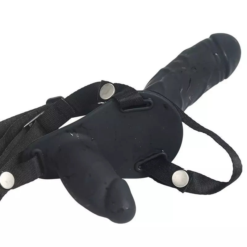 Double Gode Ceinture Vibrant Noir avec Télécommande