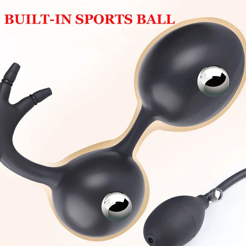 Plug Anal Gonflable Prostate avec Perles et Double Pompe