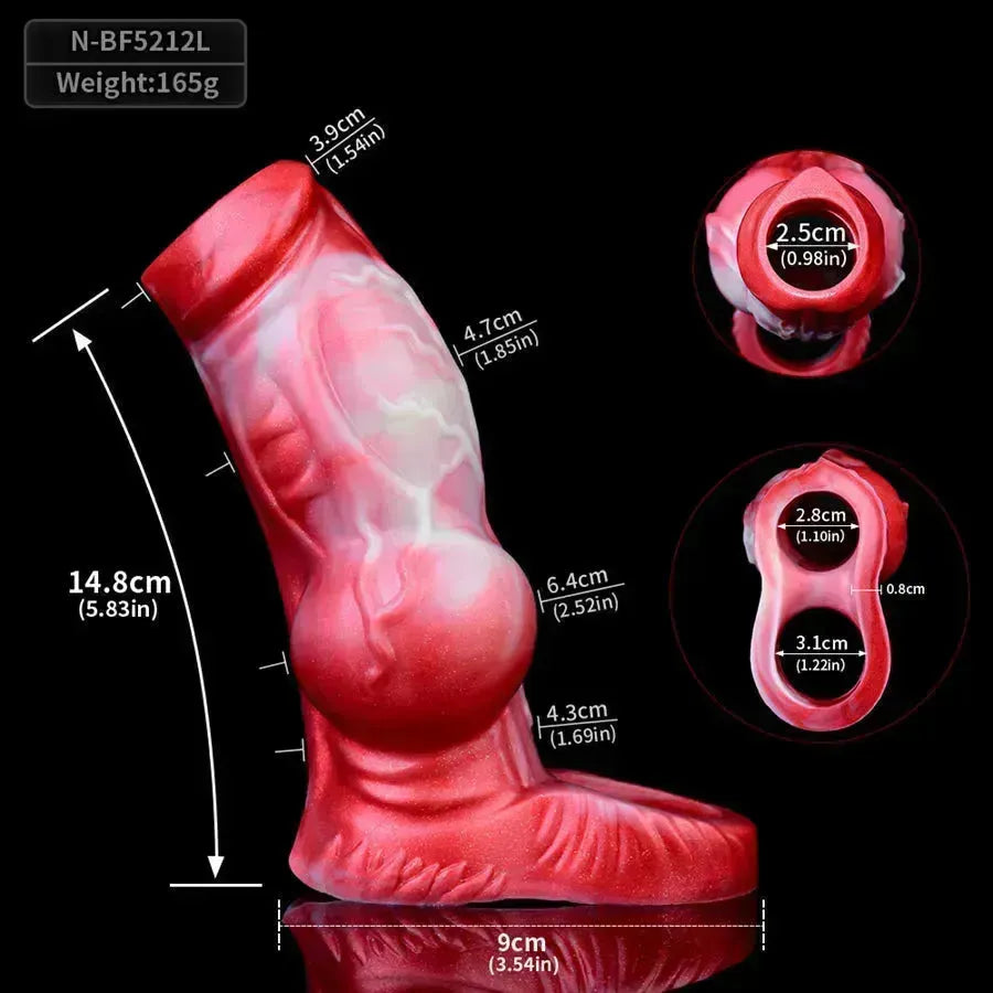 Gaine à Pénis Silicone Fantaisie Rouge à Reliefs