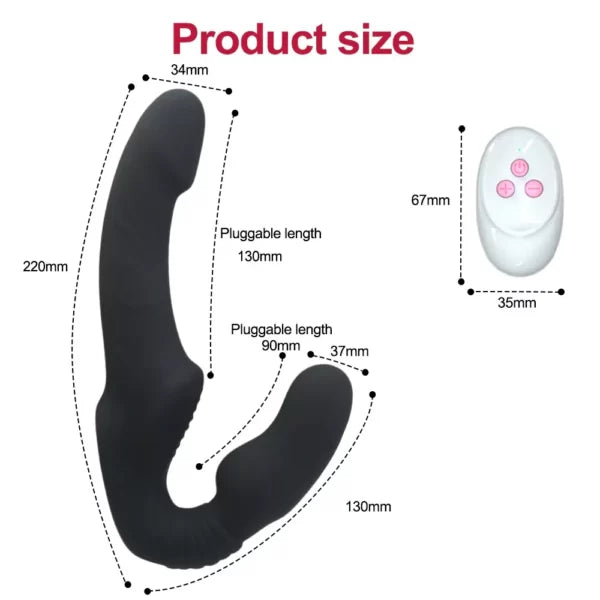Gode Ceinture Sans Harnais Noir Vibrant Télécommande