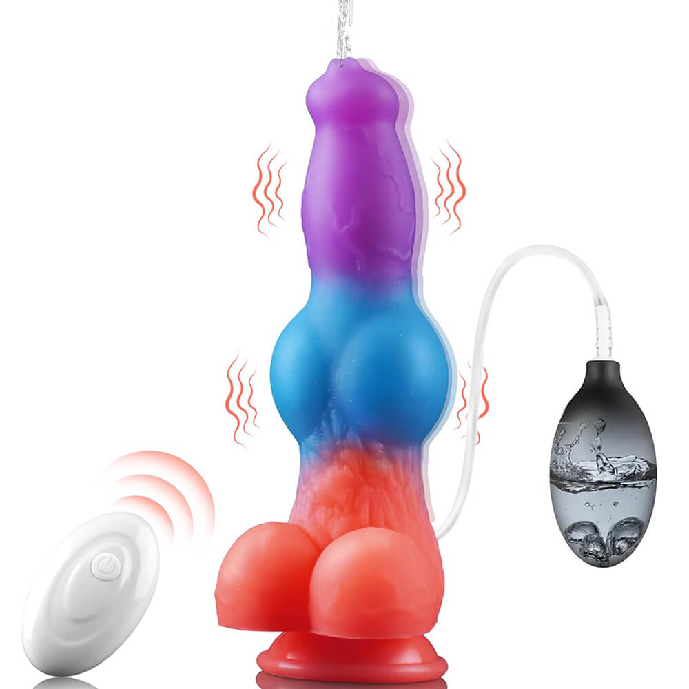 23,5 cm Lumineux Éjaculateur Vibrant Gode Chien à Nœud