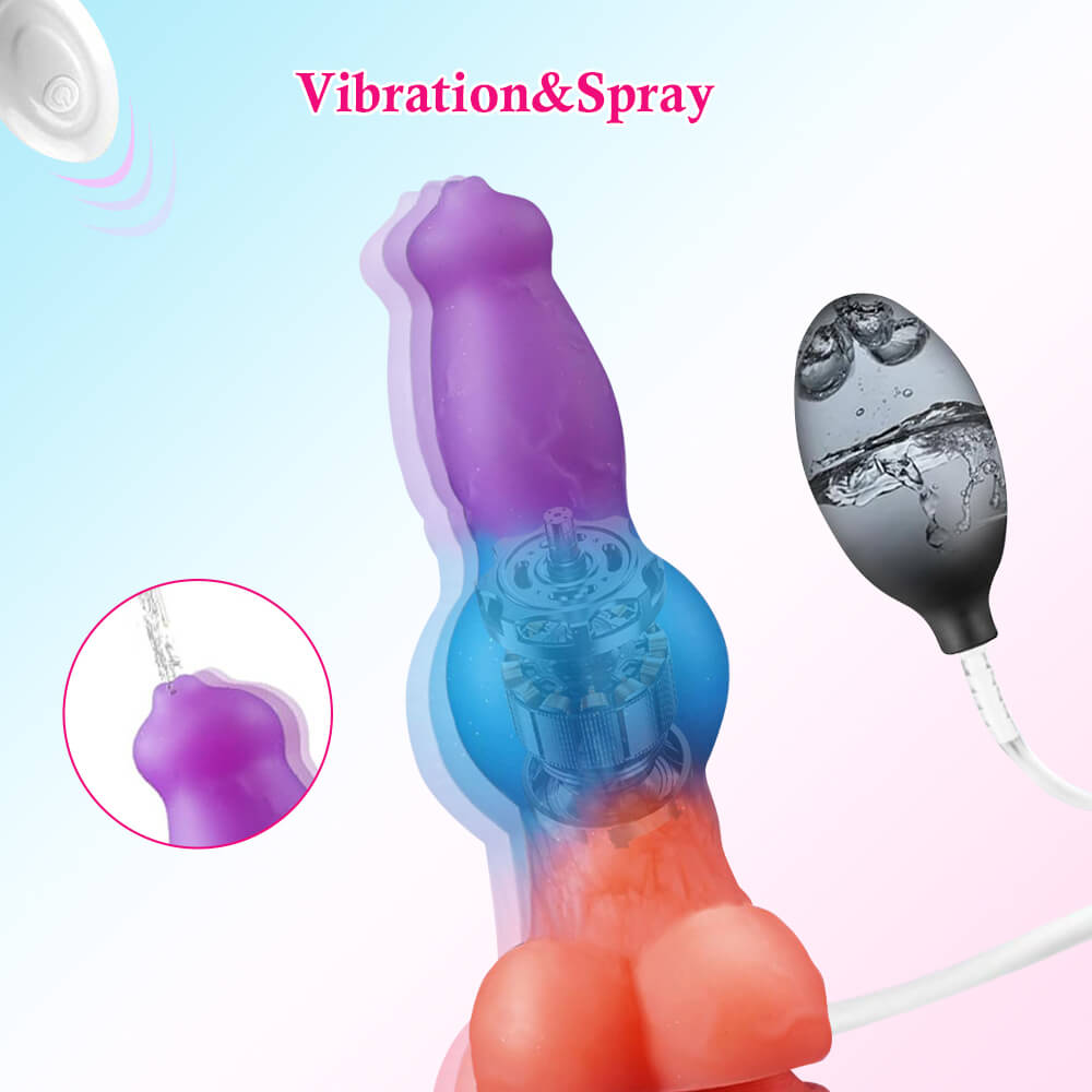 23,5 cm Lumineux Éjaculateur Vibrant Gode Chien à Nœud