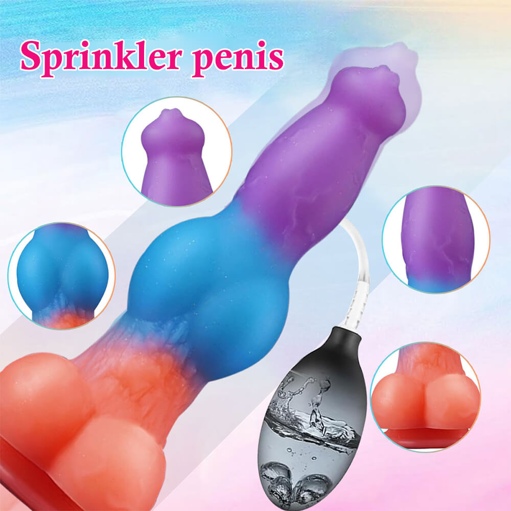 23,5 cm Lumineux Éjaculateur Vibrant Gode Chien à Nœud