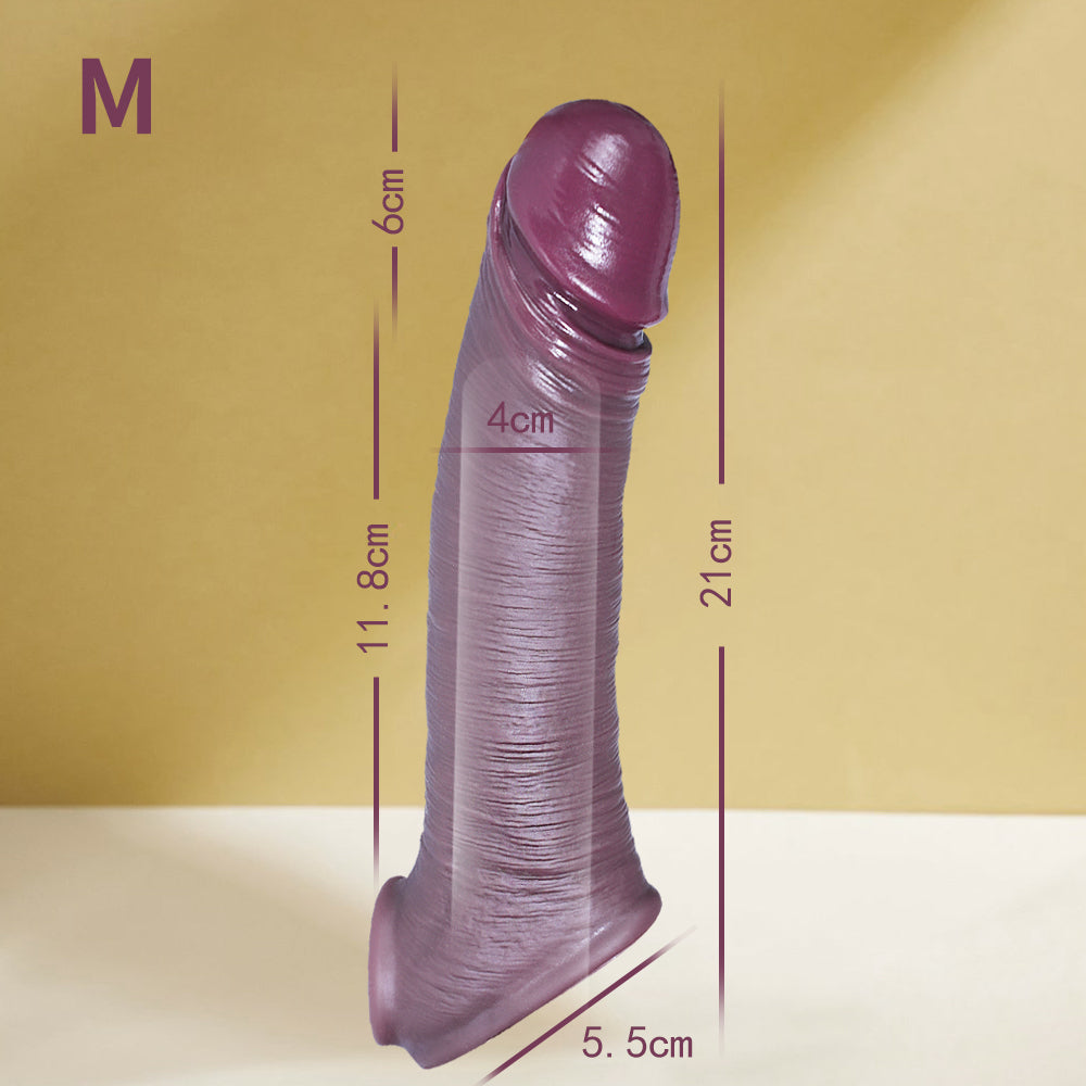 Réaliste Marron Double Anneau Silicone Gaine à Pénis