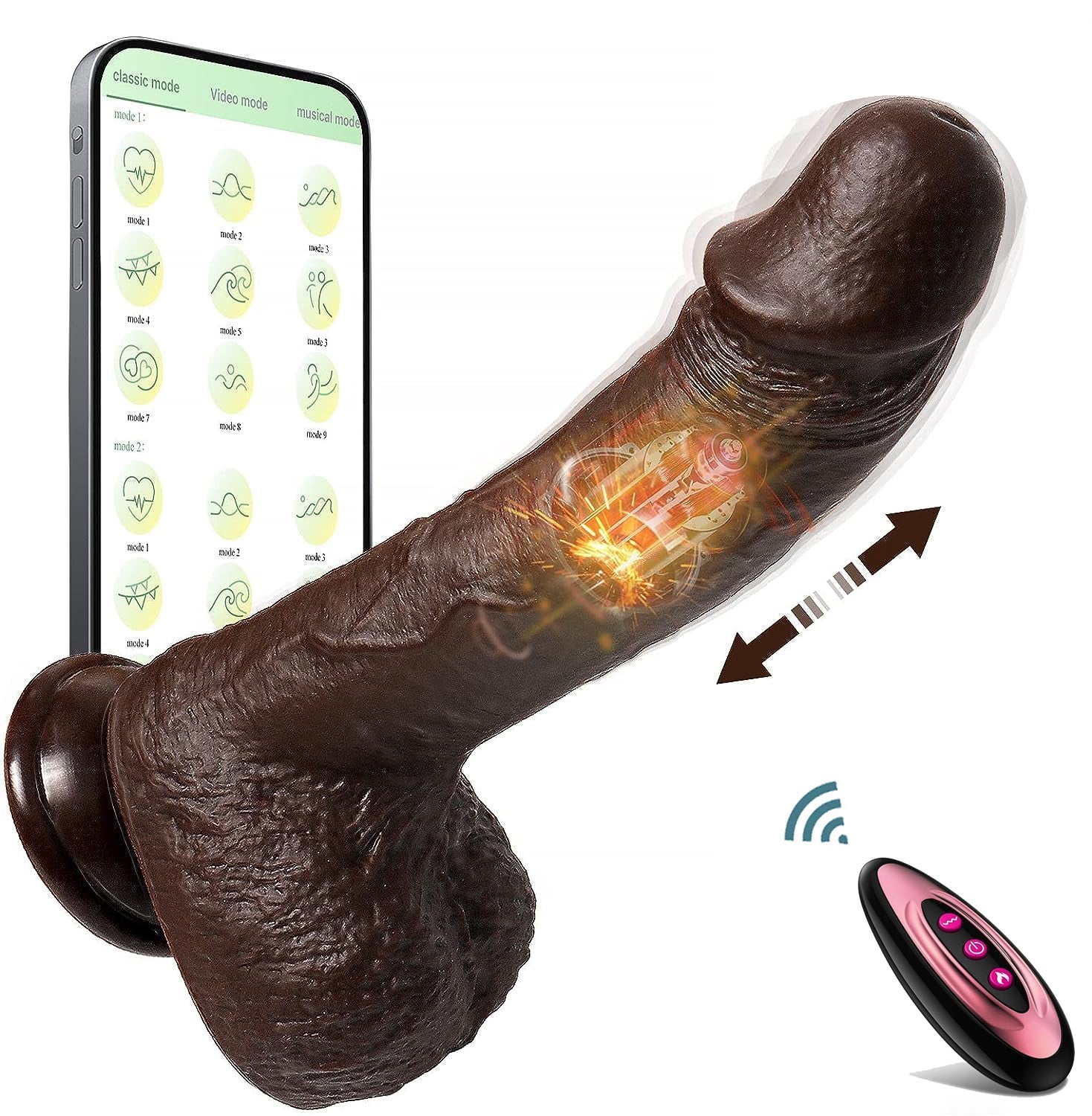 Telecommande Noir Realiste Vibrant Gode Va Vient
