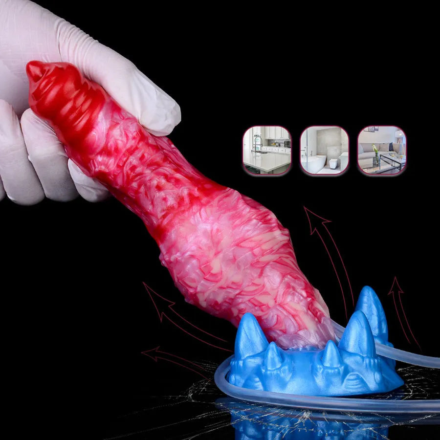19,2 Cm Rouge Fantasy Gode Chien Gonflable Éjaculateur
